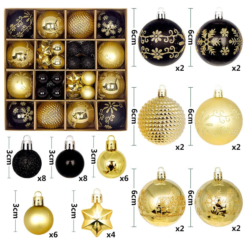 44Pcs Christmas Tree Baubles: Colorful, Festive Decor