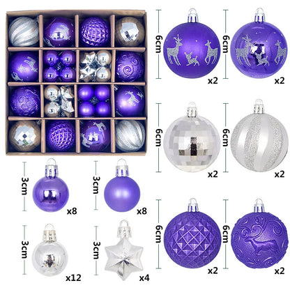 44Pcs Christmas Tree Baubles: Colorful, Festive Decor